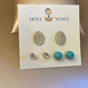 Brand New Dena Nance “C” initial studs with other studs set